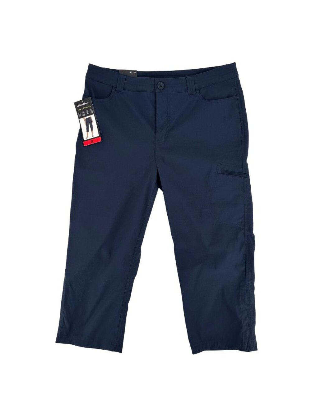 NWT Eddie Bauer Womens Navy UPF 50 Water-Resistant Nylon Tech Capri Pants 8
